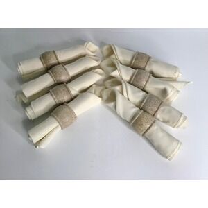 Vtg Napkin Ring Holders Italian Natural Stone Linen Napkins (8) Farmhouse Boho